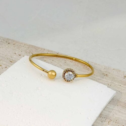ΧΡΥΣΟ ΒΡΑΧΙΟΛΙ BANGLE ΜΕ ΖΙΡΓΚΟΝ
