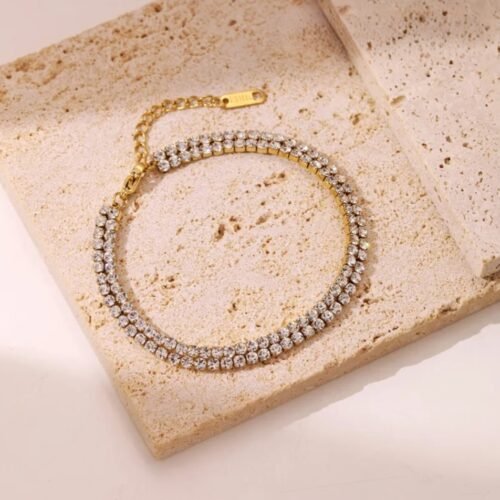 ΒΡΑΧΙΟΛΙ ΜΕ ΔΙΠΛΗ ΣΕΙΡΑ ΖΙΡΓΚΟΝ 18K STAINLESS STEEL